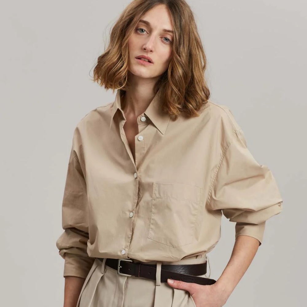 The Frankie Shop Beige Button-Up Shirt